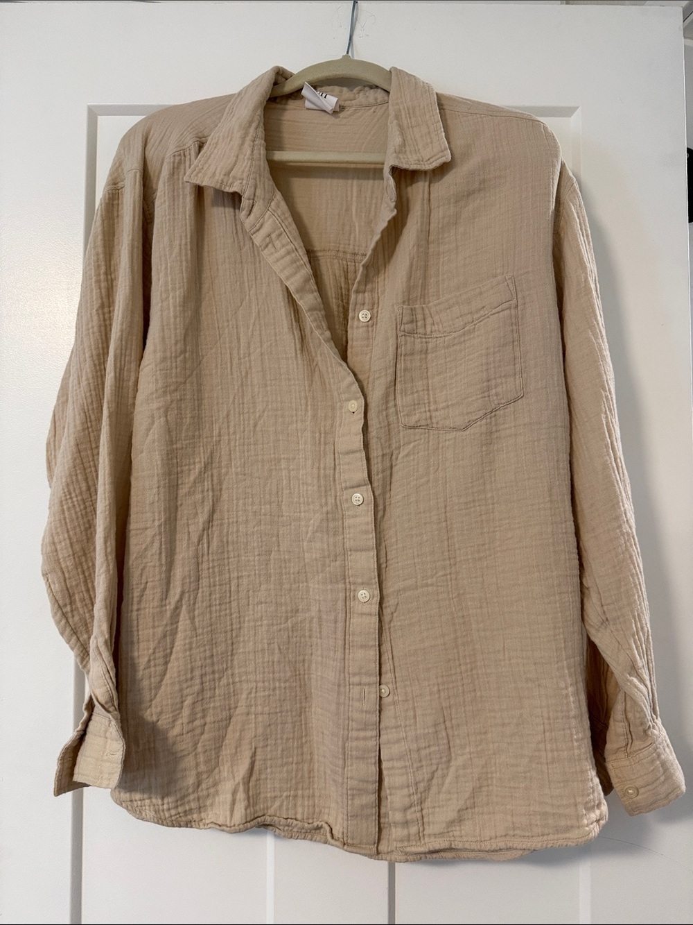 GAP Lightweight Beige Oversized Button-Down Shirt